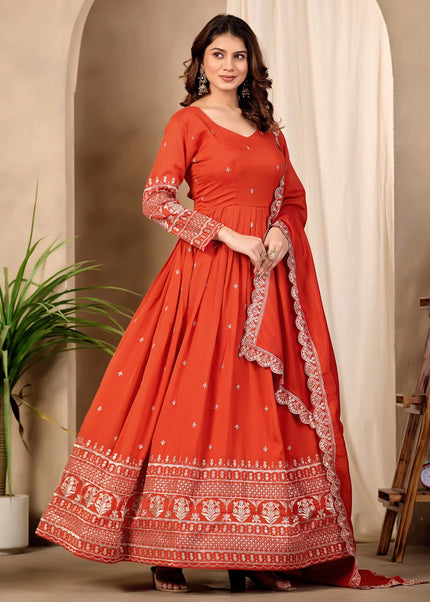 Art Silk Embroidered Anarkali Series