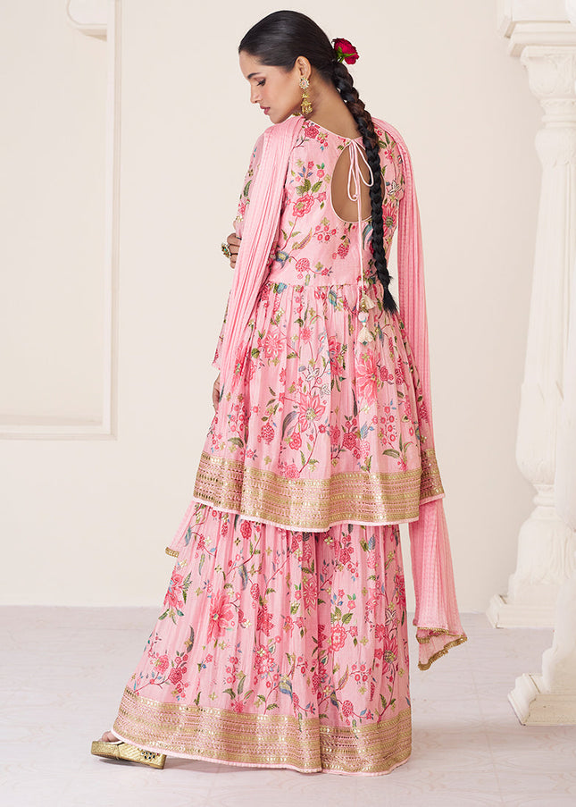 Pink Floral Gharara Suit