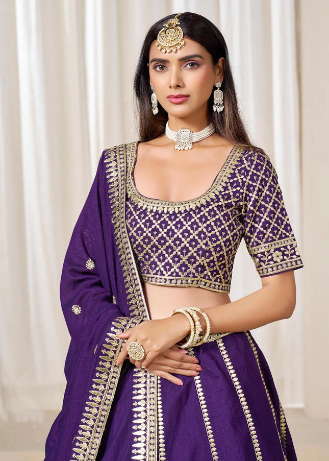 Purple Embroidered Lehenga Choli