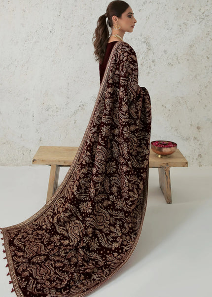 Baroque | Embroidered Velvet Shawl VS-32
