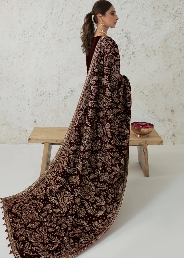 Baroque | Embroidered Velvet Shawl VS-32