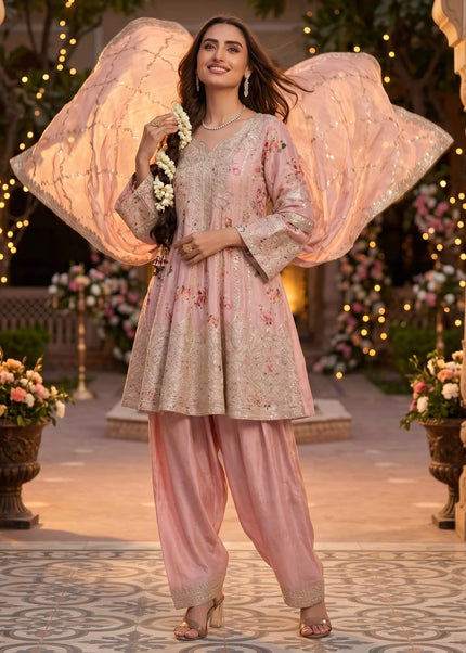 Pink Embroidered Salwar Suit