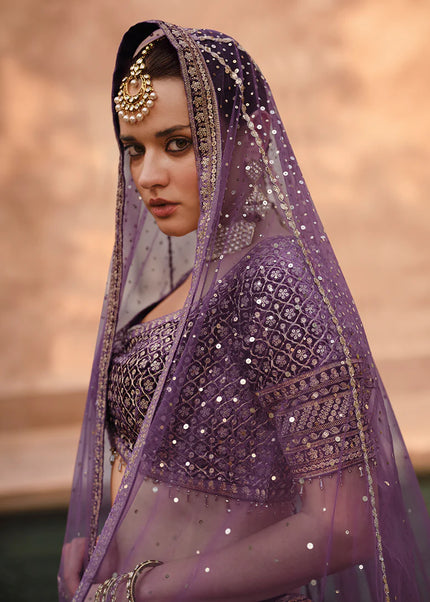 Purple Heavy Embroidered Wedding Lehenga Choli
