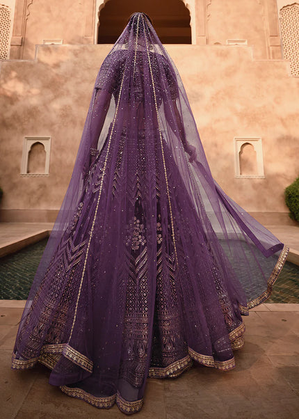 Purple Heavy Embroidered Wedding Lehenga Choli