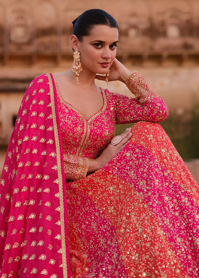 Pink Multicolor Embroidered Anarkali Gown