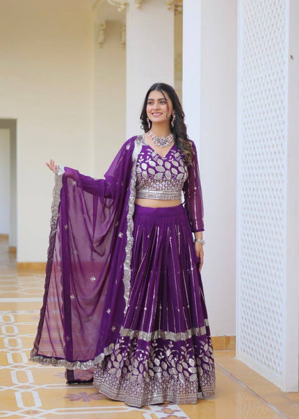 Purple Embroidered Lehenga Choli