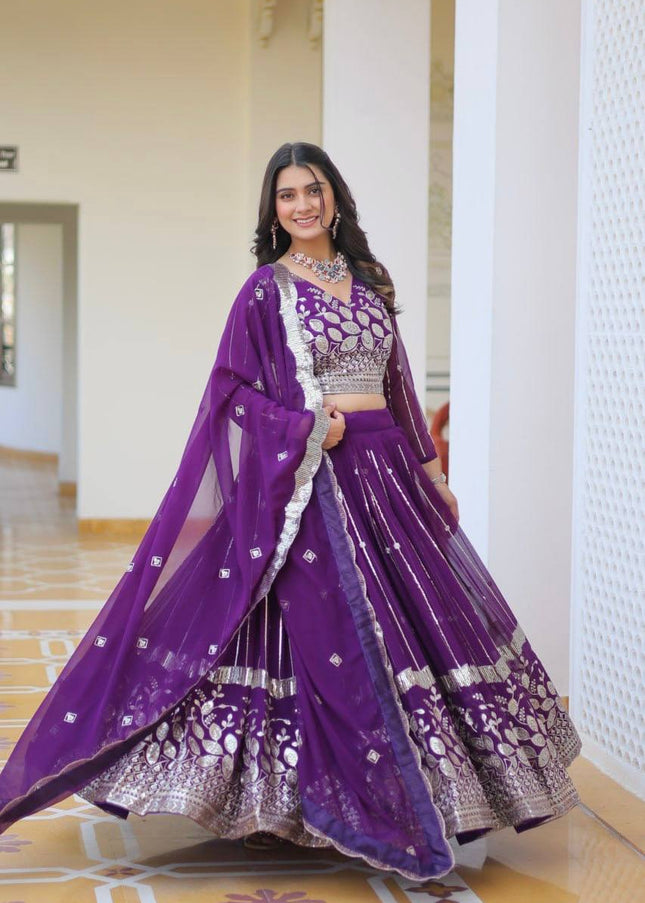 Purple Embroidered Lehenga Choli