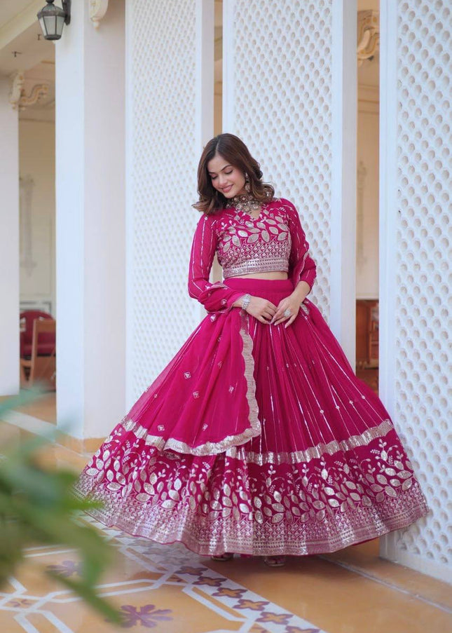 Pink Embroidered Lehenga Choli