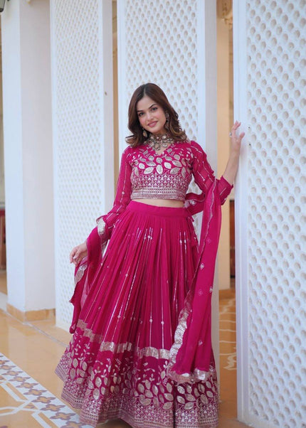 Pink Embroidered Lehenga Choli