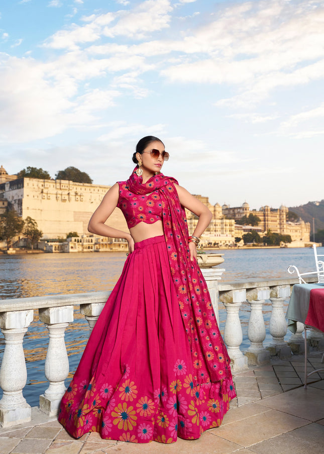 Pink Embroidered Lehenga Choli