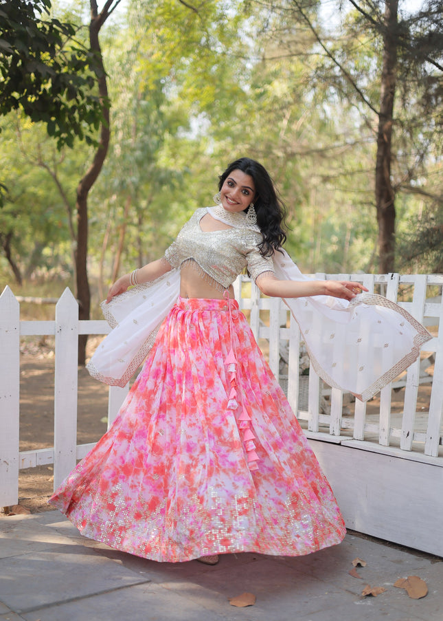 Beige Embroidered Lehenga Choli