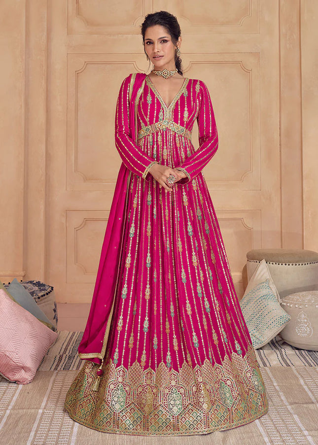 Pink Embroidered Anarkali Gown FALAKENOOR Pink Embroidered Anarkali Gown FALAKENOOR