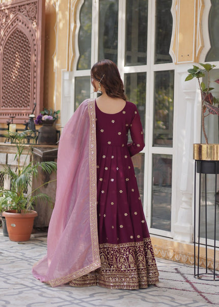 Magenta Embroidered Anarkali Gown