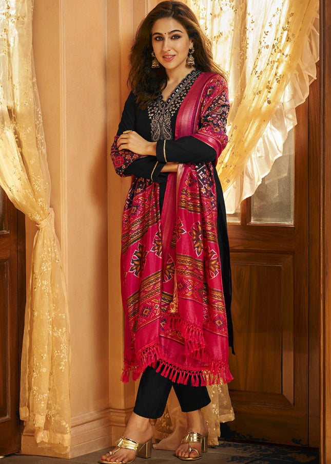 Black Embroidered Pant Style Suit