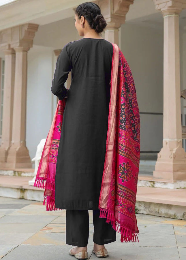 Black Embroidered Pant Style Suit