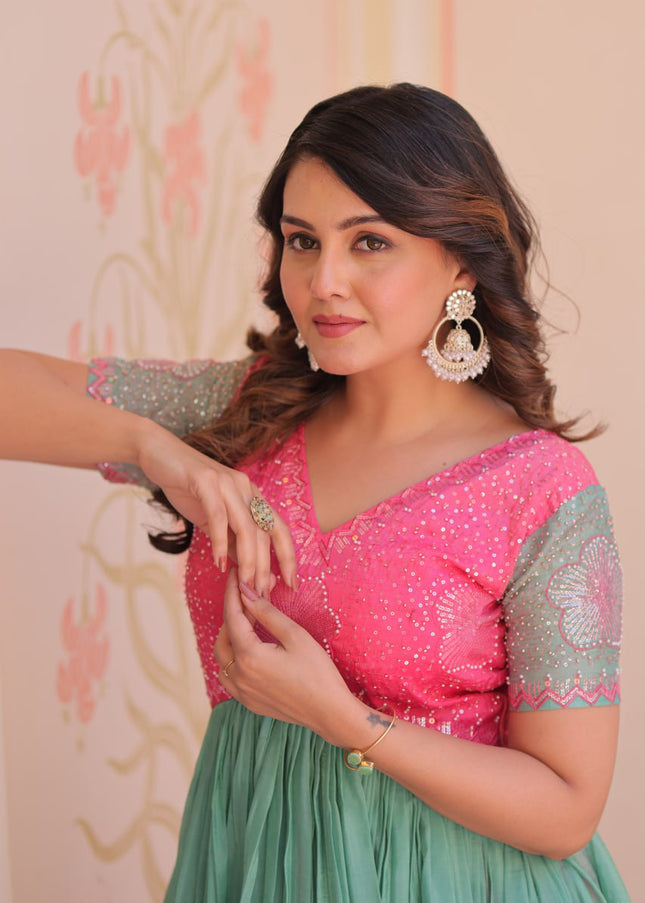 Pink Embroidered Anarkali Gown