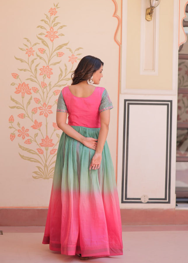Pink Embroidered Anarkali Gown