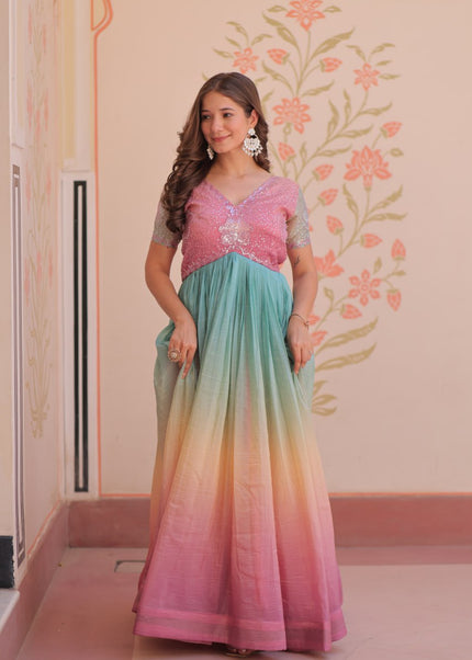 Mauve Embroidered Anarkali Gown