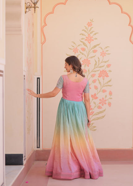Mauve Embroidered Anarkali Gown