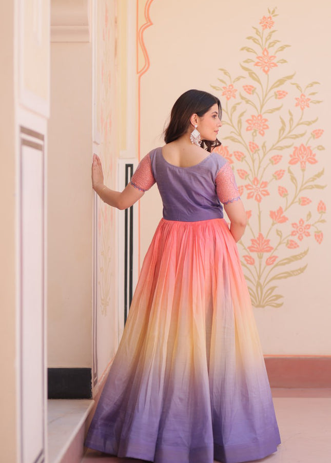 Lavender Embroidered Anarkali Gown
