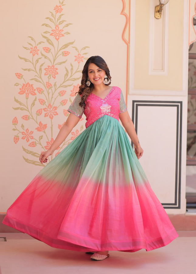 Pink Embroidered Anarkali Gown