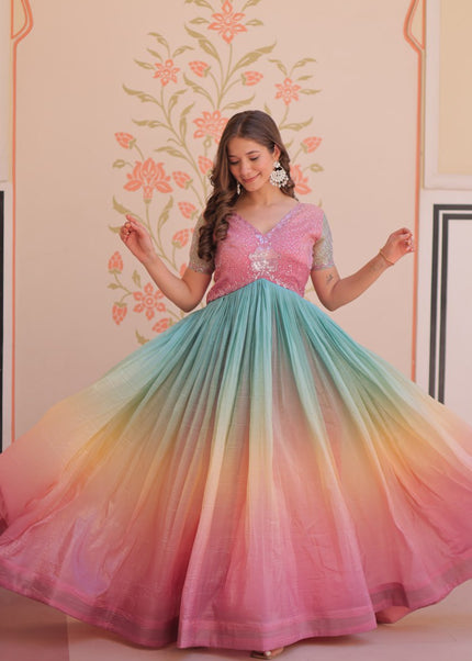 Mauve Embroidered Anarkali Gown