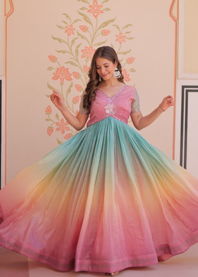 Mauve Embroidered Anarkali Gown