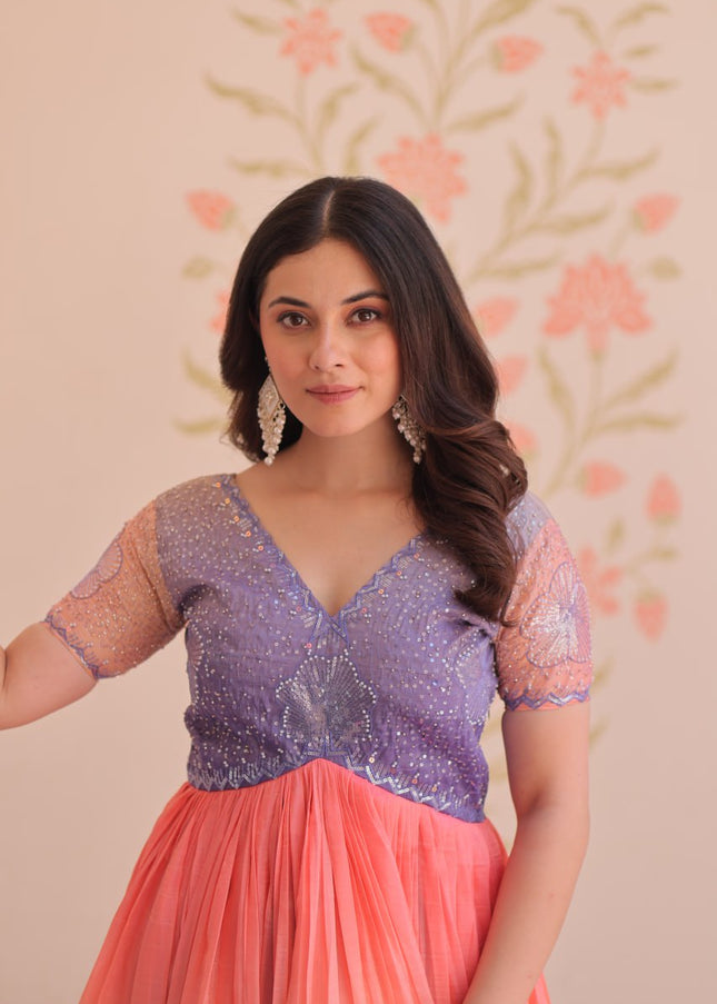 Lavender Embroidered Anarkali Gown