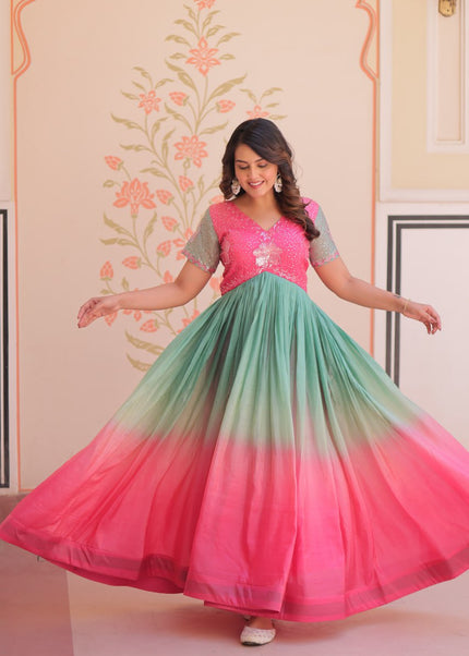 Pink Embroidered Anarkali Gown