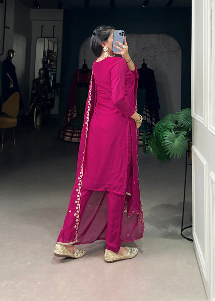 Pink Embroidered Pant Style Suit