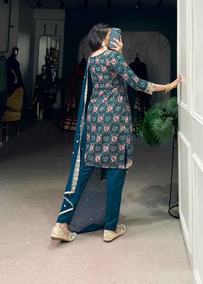 Purple and Gold Embroidered Pant Style Suit