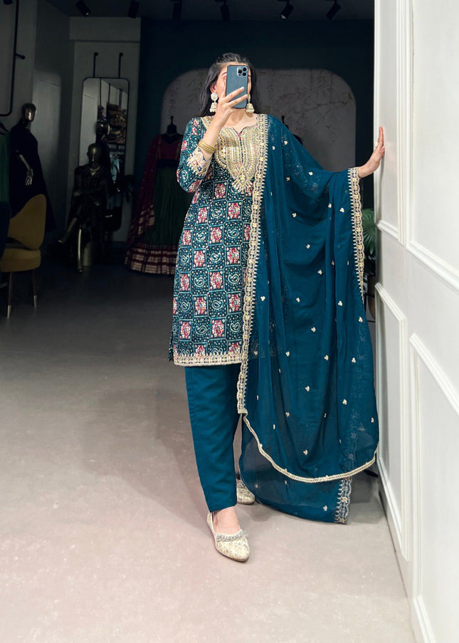 Purple and Gold Embroidered Pant Style Suit