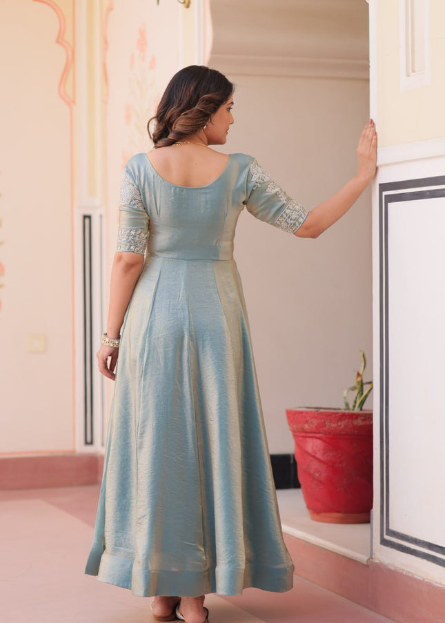 Sky Blue Embroidered Anarkali Gown