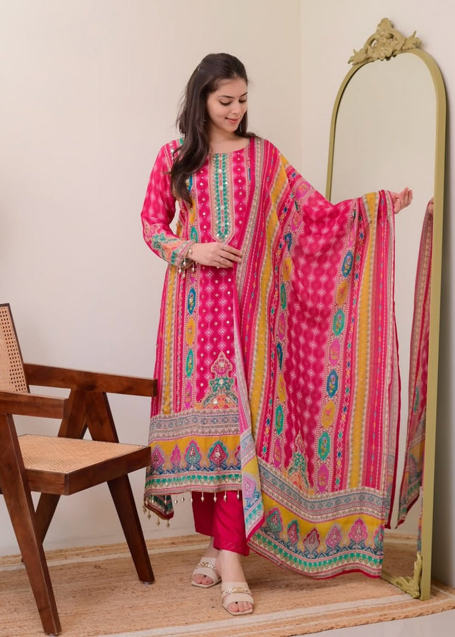 Pink Embroidered Pant Style Suit
