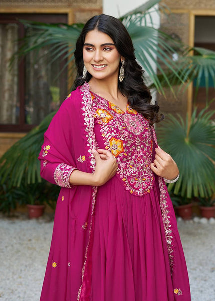 Pink Embroidered Anarkali Gown