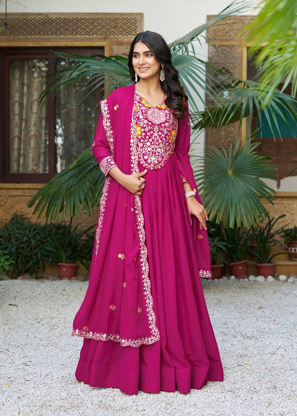 Pink Embroidered Anarkali Gown