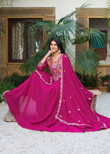 Pink Embroidered Anarkali Gown