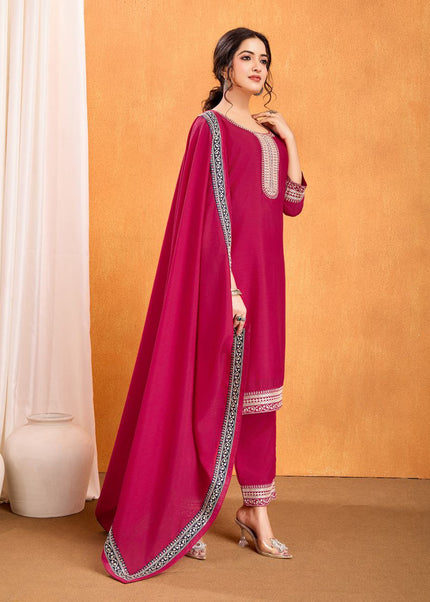 Maroon Embroidered Pant Style Suit