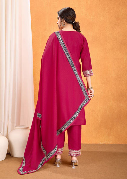 Maroon Embroidered Pant Style Suit