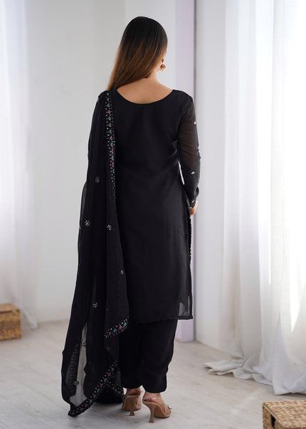 Black Embroidered Pant Style Suit