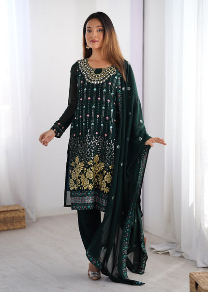 Green Embroidered Pant Style Suit
