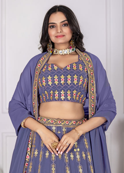 Greyish Embroidered Lehenga Choli