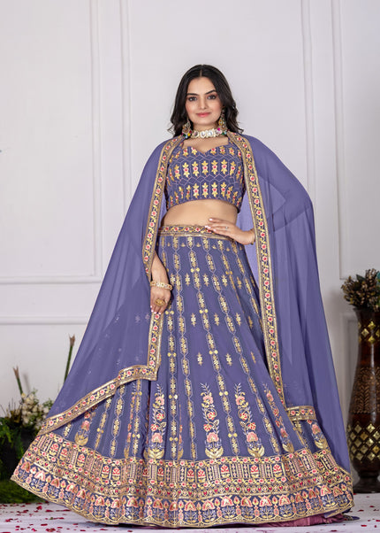 Greyish Embroidered Lehenga Choli