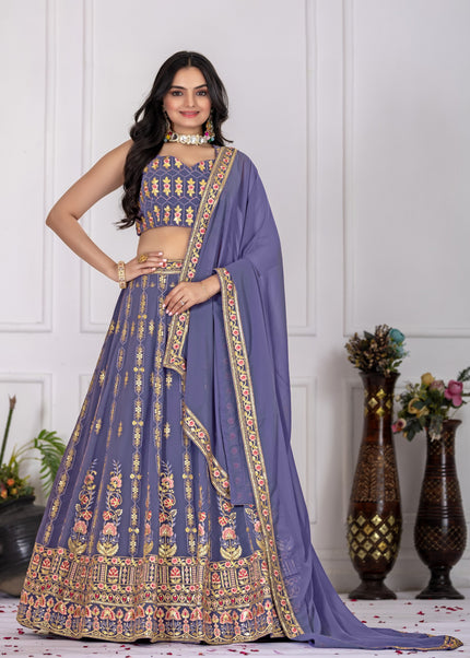 Greyish Embroidered Lehenga Choli