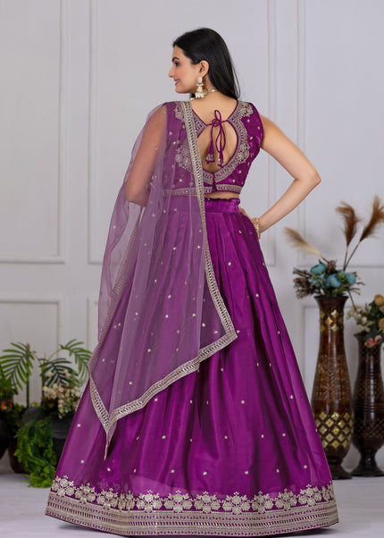 Purple Embroidered Lehenga Choli