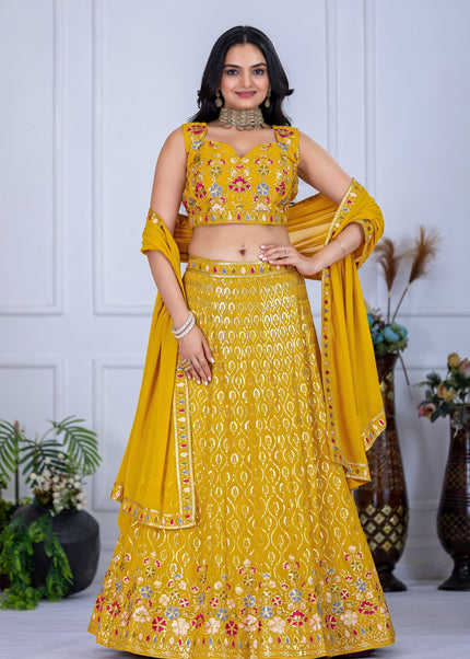 Yellow Embroidered Lehenga Choli