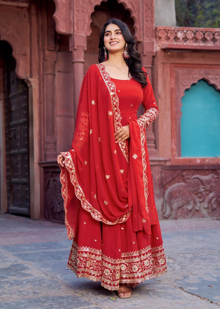 Pink Embroidered Anarkali Gown