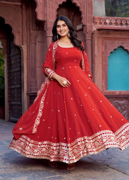 Pink Embroidered Anarkali Gown