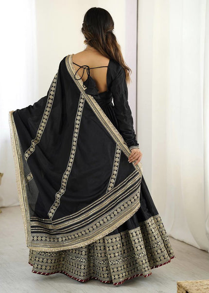 Black Embroidered Anarkali Gown