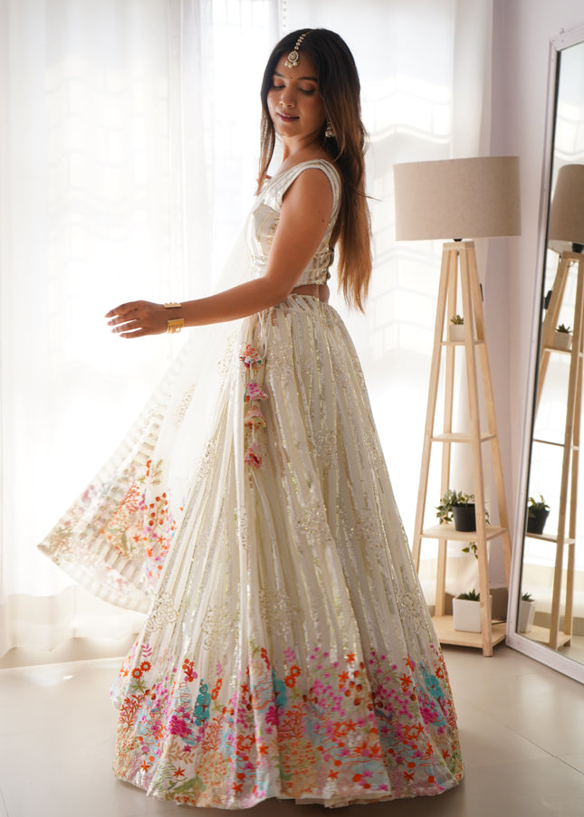 Offwhite Embroidered Lehenga Choli